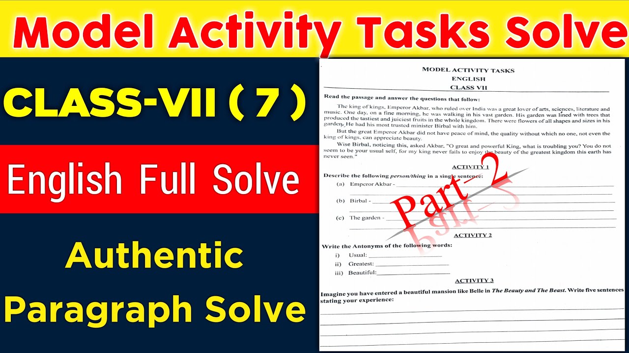 model activity task class 7 english part 2